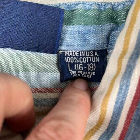 Bon Homme Vintage Striped Button Up Size L (16-18) Boys Made In USA 90s - Picture 10 of 11
